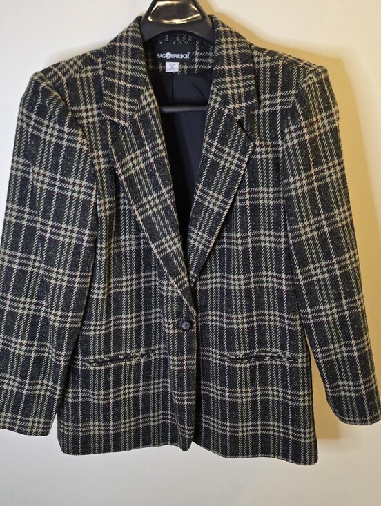 Sag Harbor Jackets & Blazers - Vintage 90's Sag Harbor Hounds Tooth Wool Blend Blazer Jacket Size 16